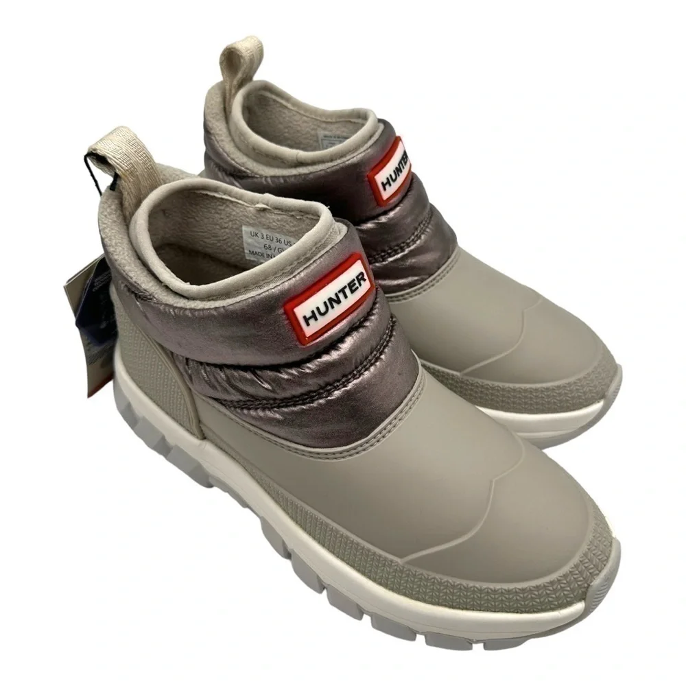 Hunter Women's Insulated Metallic Snow Boots - Silver/Grey